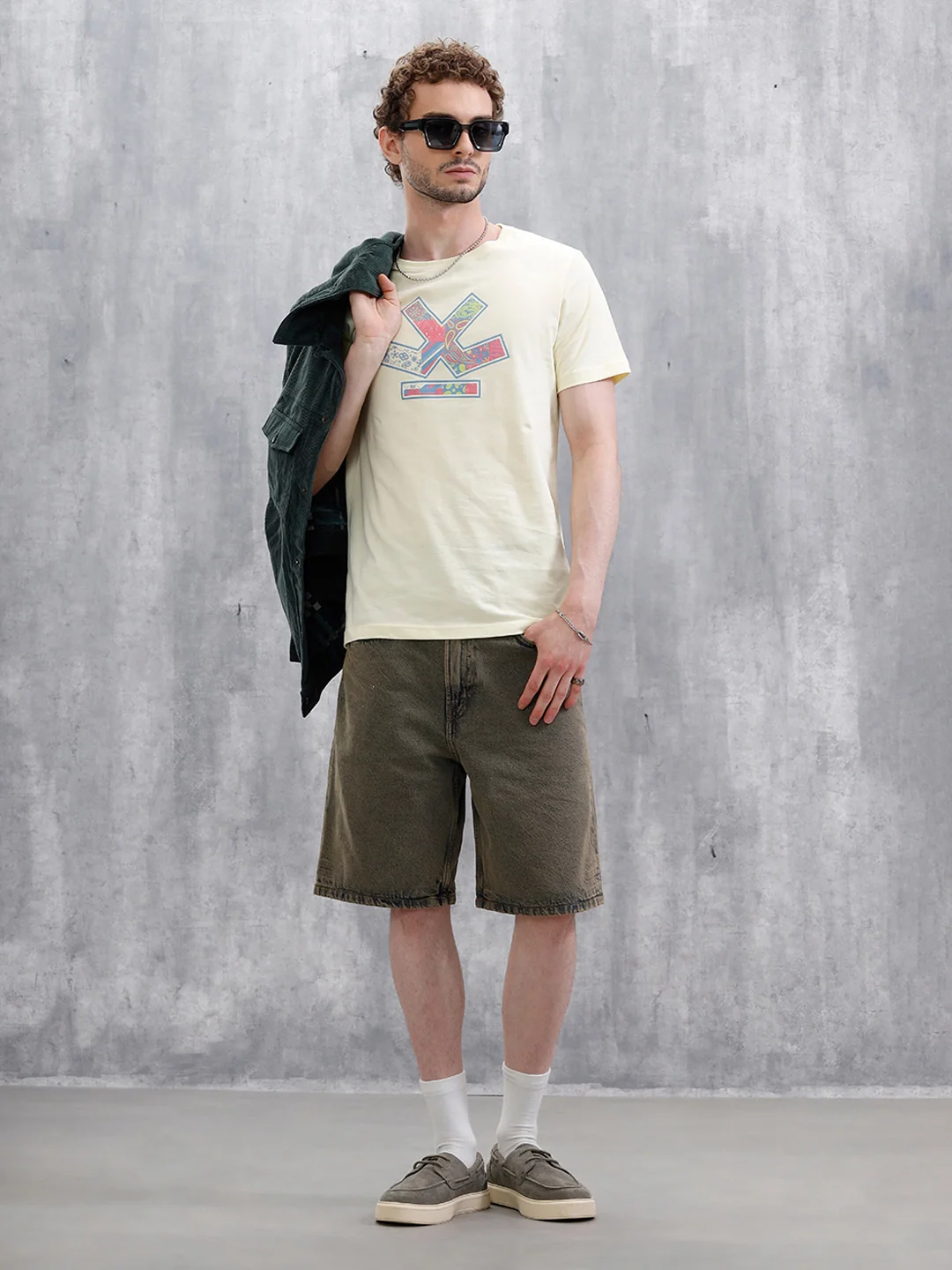 Bandana Logo Printed Slim Fit T-Shirt | Yellow - Image 2