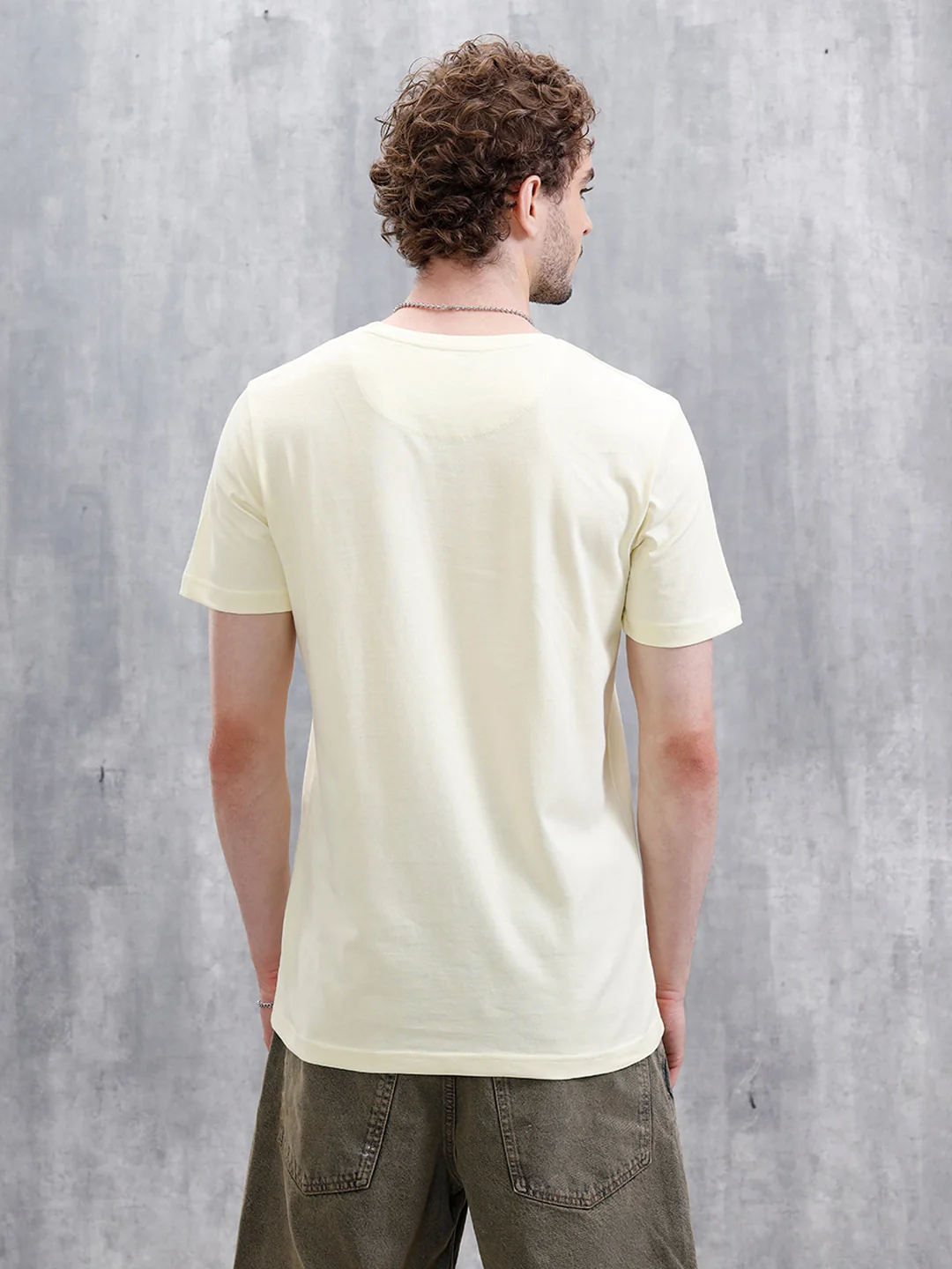 Bandana Logo Printed Slim Fit T-Shirt | Yellow - Image 3