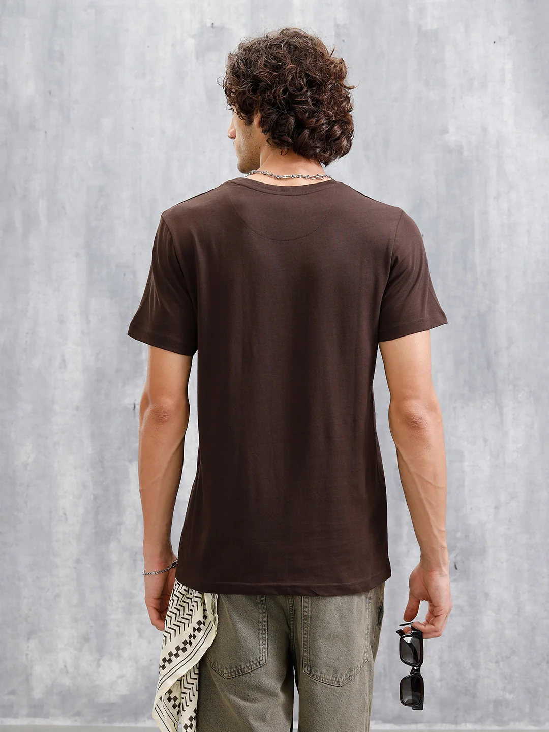 Barbed Wire AOP Slim Fit T-Shirt | Coffee - Image 3