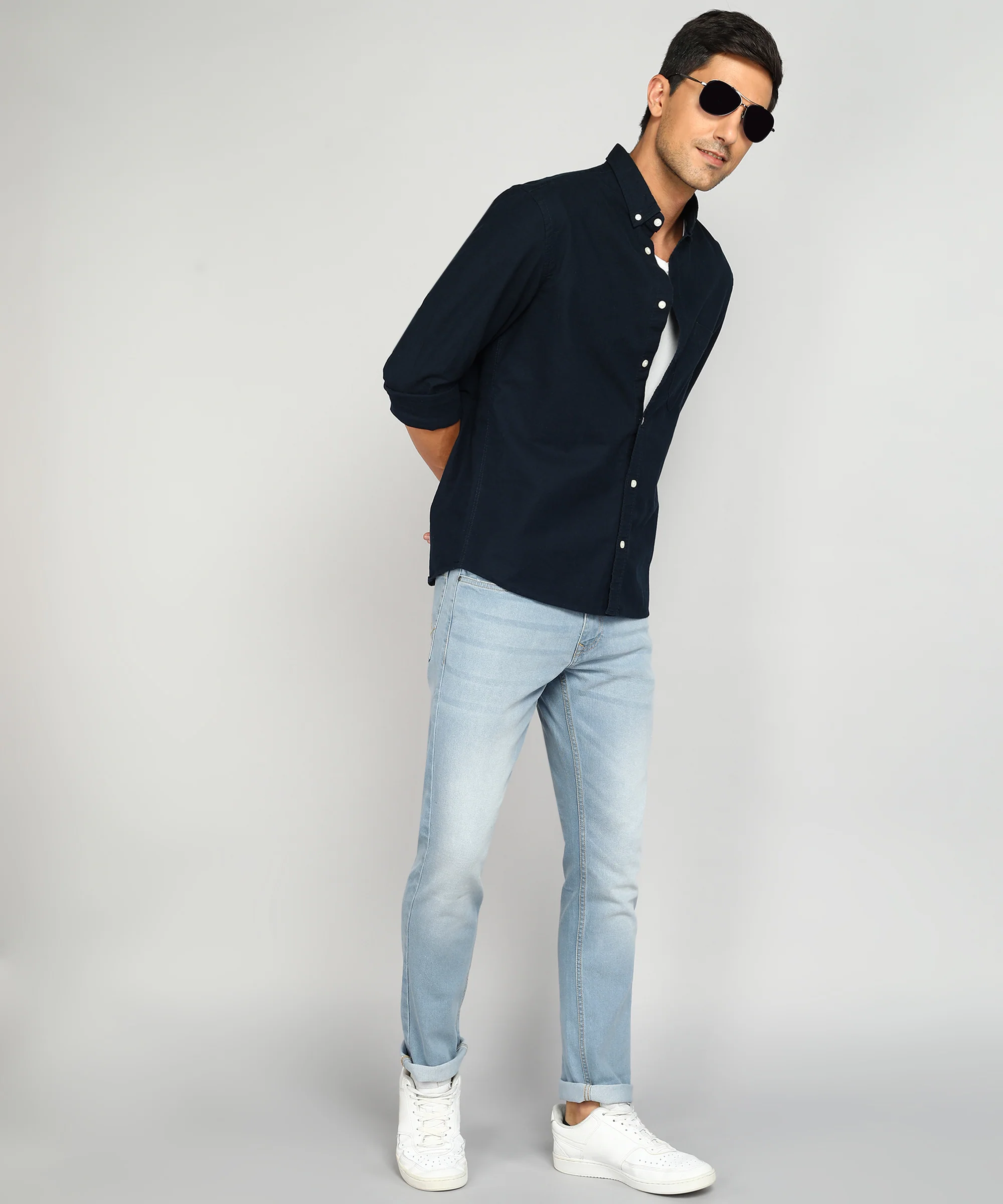Basic Blue Washed Denim Jeans - Image 2