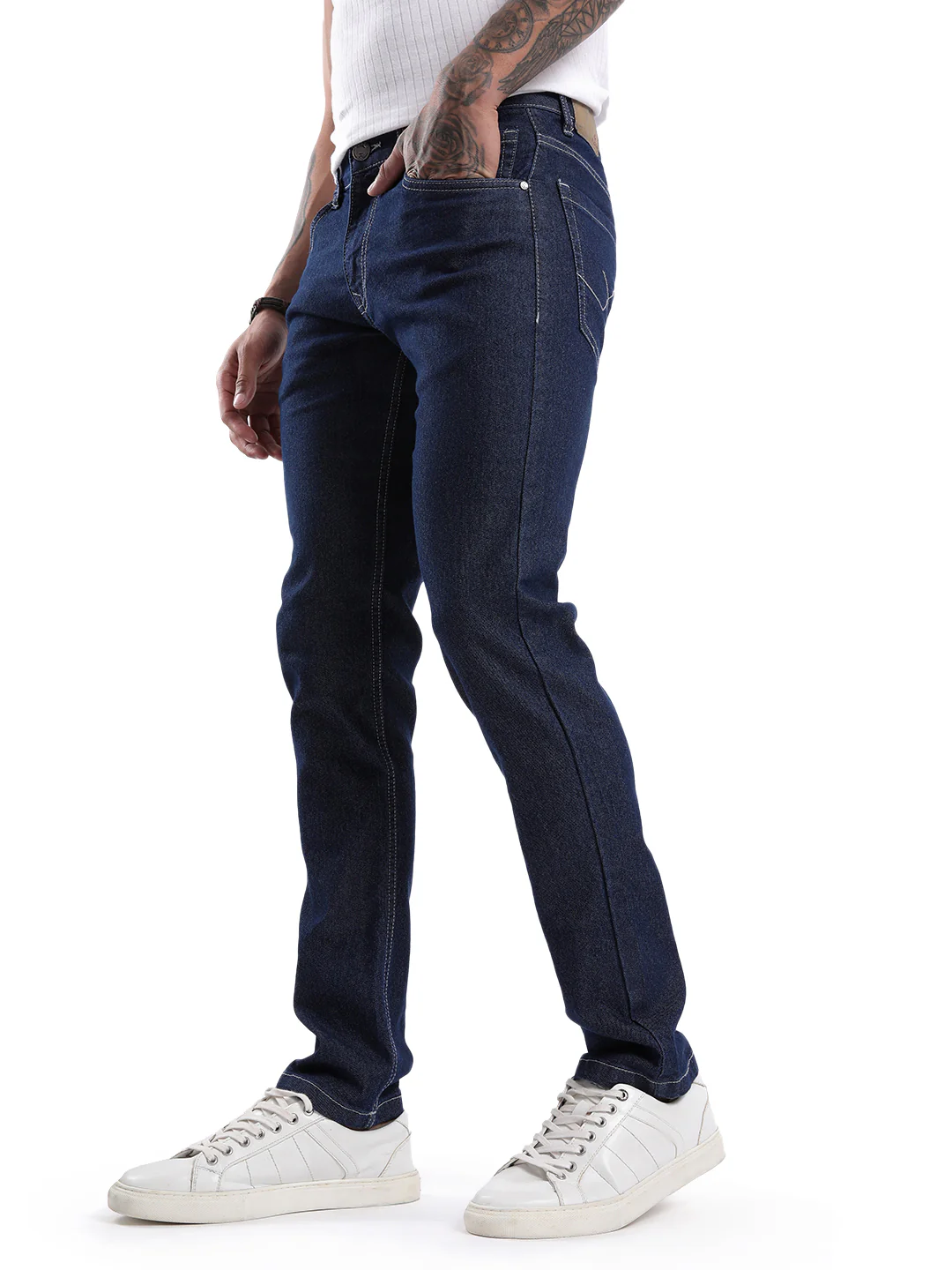 Basic Dark Blue Slim Fit Jeans - Image 4