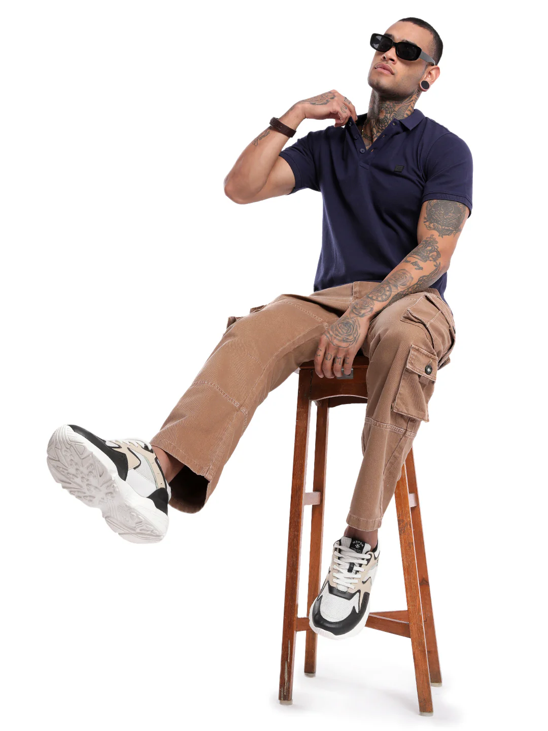 Basic Navy Blue Slim Fit Polo - Image 2