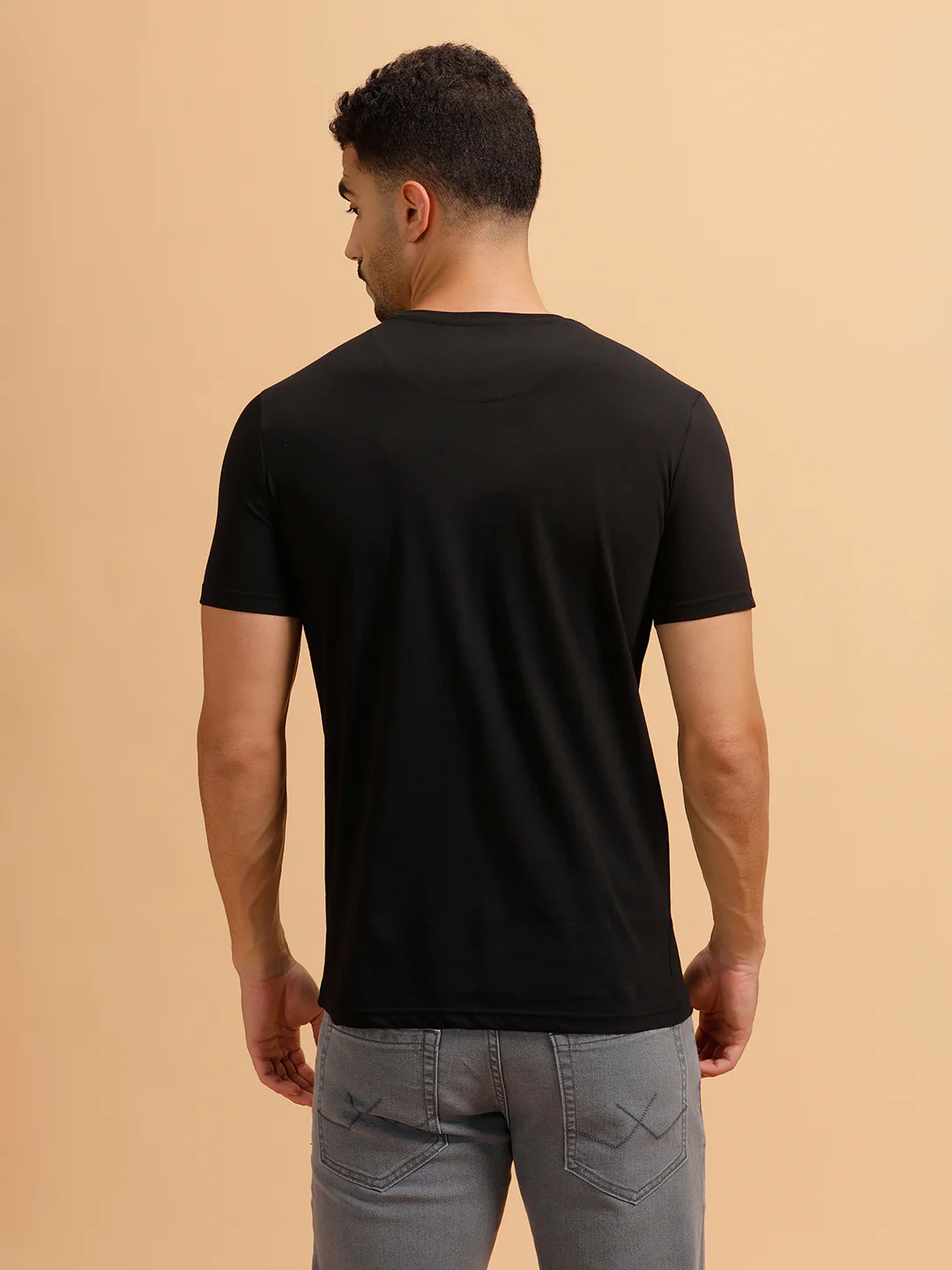 Basic Placement Print Regular Fit T-Shirt | Black - Image 3
