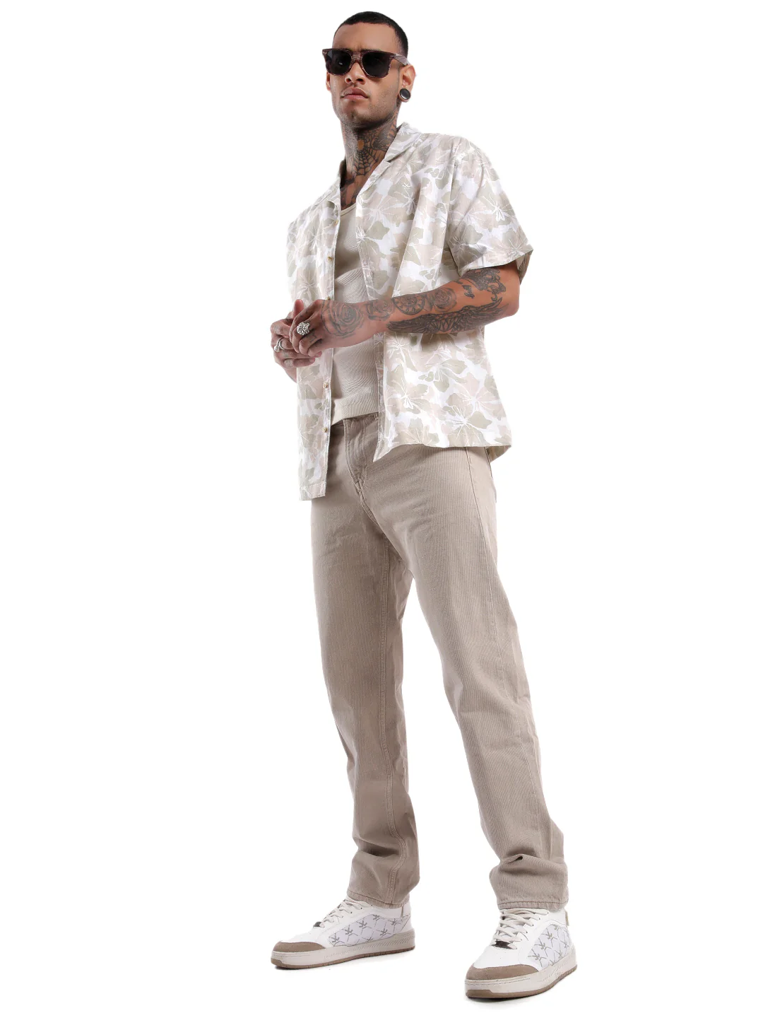 Beige Floral AOP Spoyl Shirt - Image 2