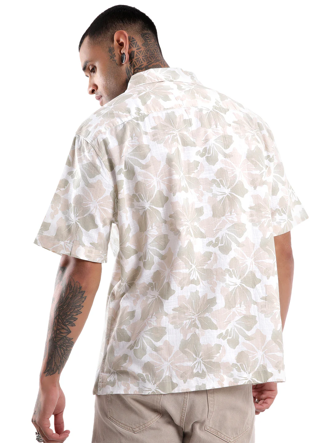 Beige Floral AOP Spoyl Shirt - Image 3
