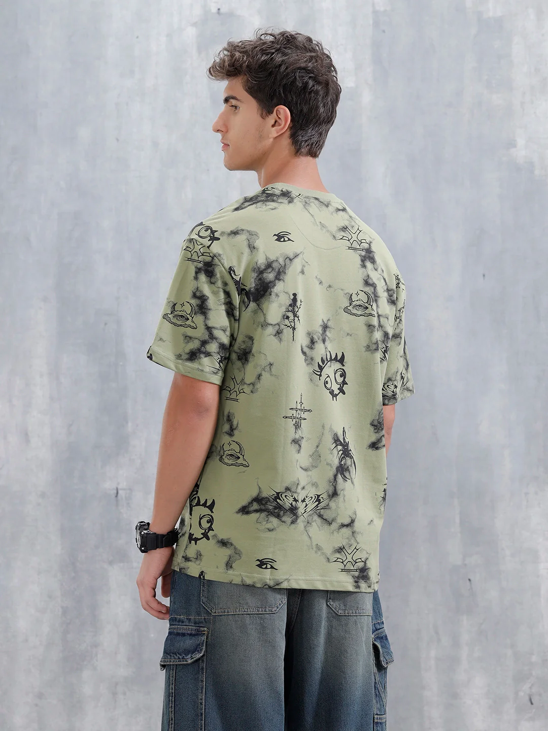 Bizarre Elements Inspired Oversized Aop T-Shirt | Green - Image 3