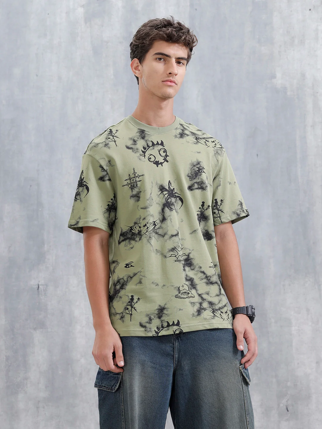 Bizarre Elements Inspired Oversized Aop T-Shirt | Green - Image 4
