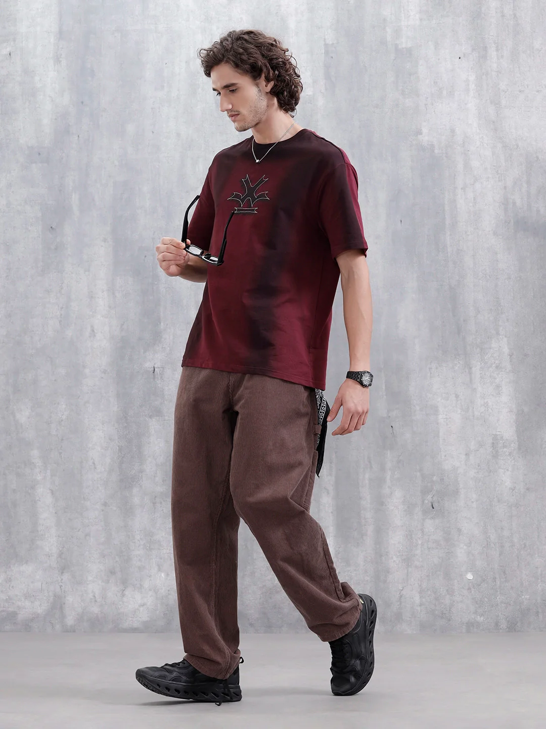Bizarre Elements Logo Spray Oversized Cotton T-Shirt | Maroon - Image 2