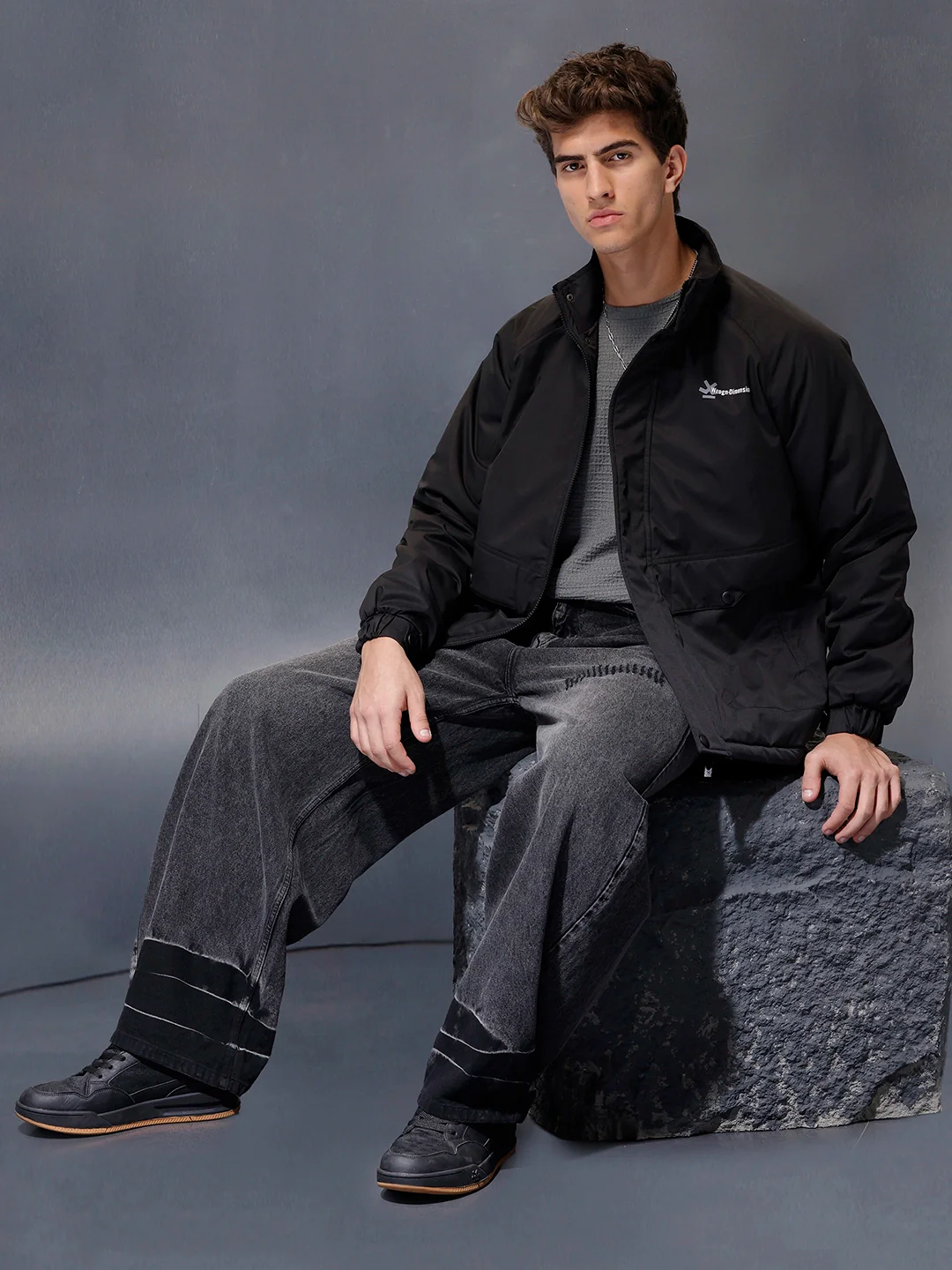 Black Arctic Shield oversize Puffer jacket | Black - Image 2