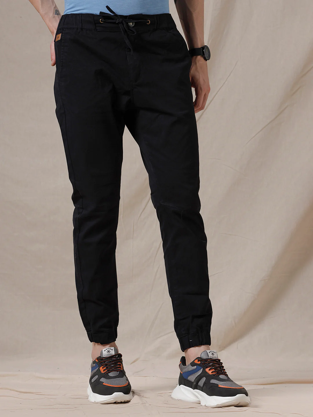 Black Woven Drawstring Jogger - Image 4