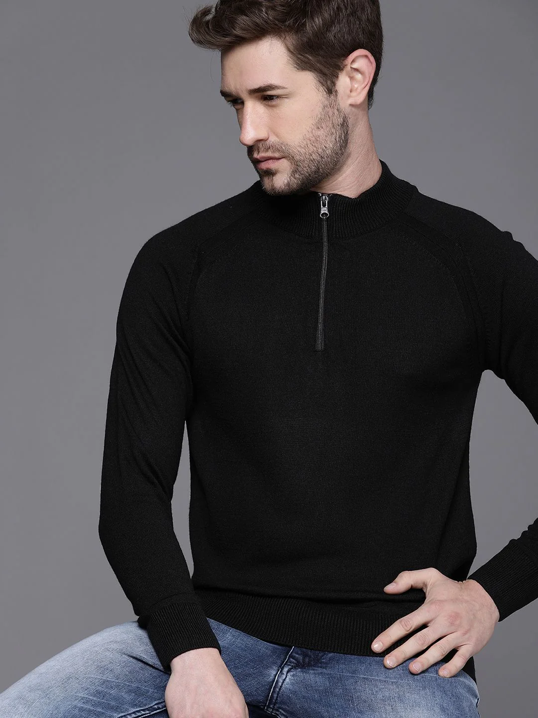 Black High Neck Cozy Sweater - Image 2