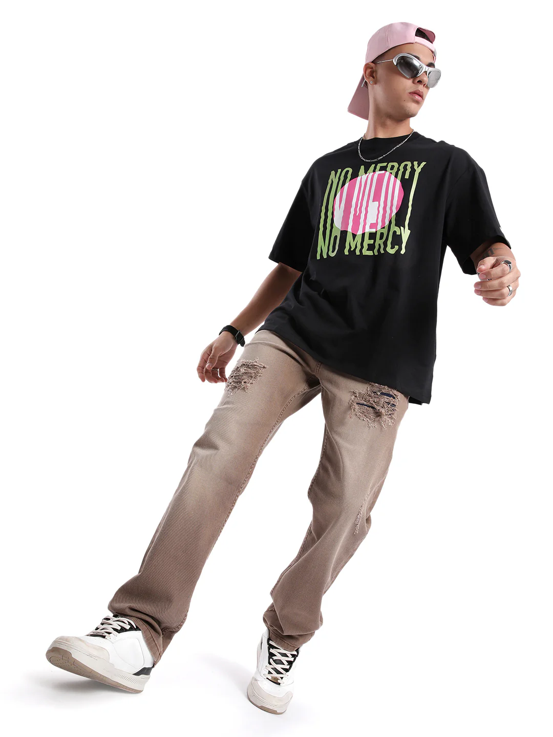 Black No Mercy Chest Printed T-Shirt - Image 2