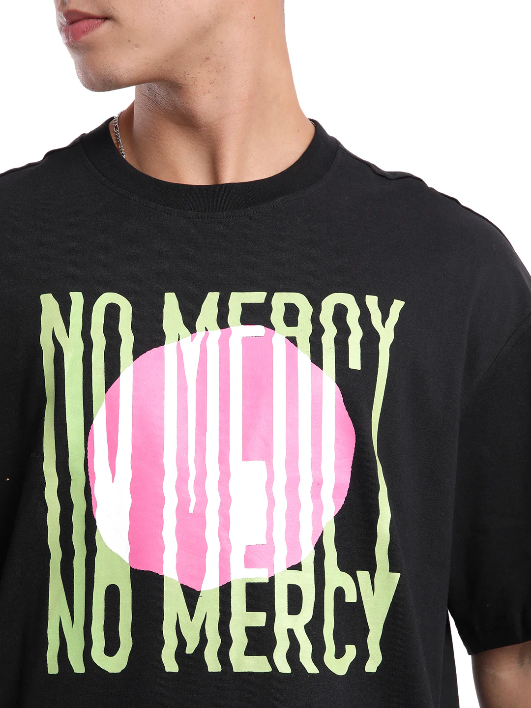 Black No Mercy Chest Printed T-Shirt - Image 6