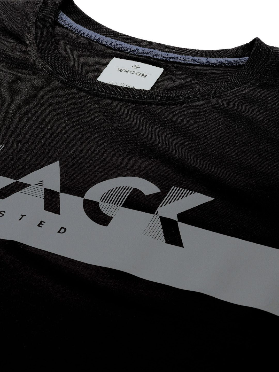Black on Black Typographic Print T-Shirt - Image 3