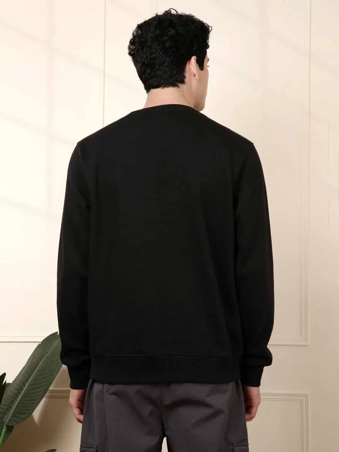 Black Polycotton Slim Fit Sweatshirt - Image 3