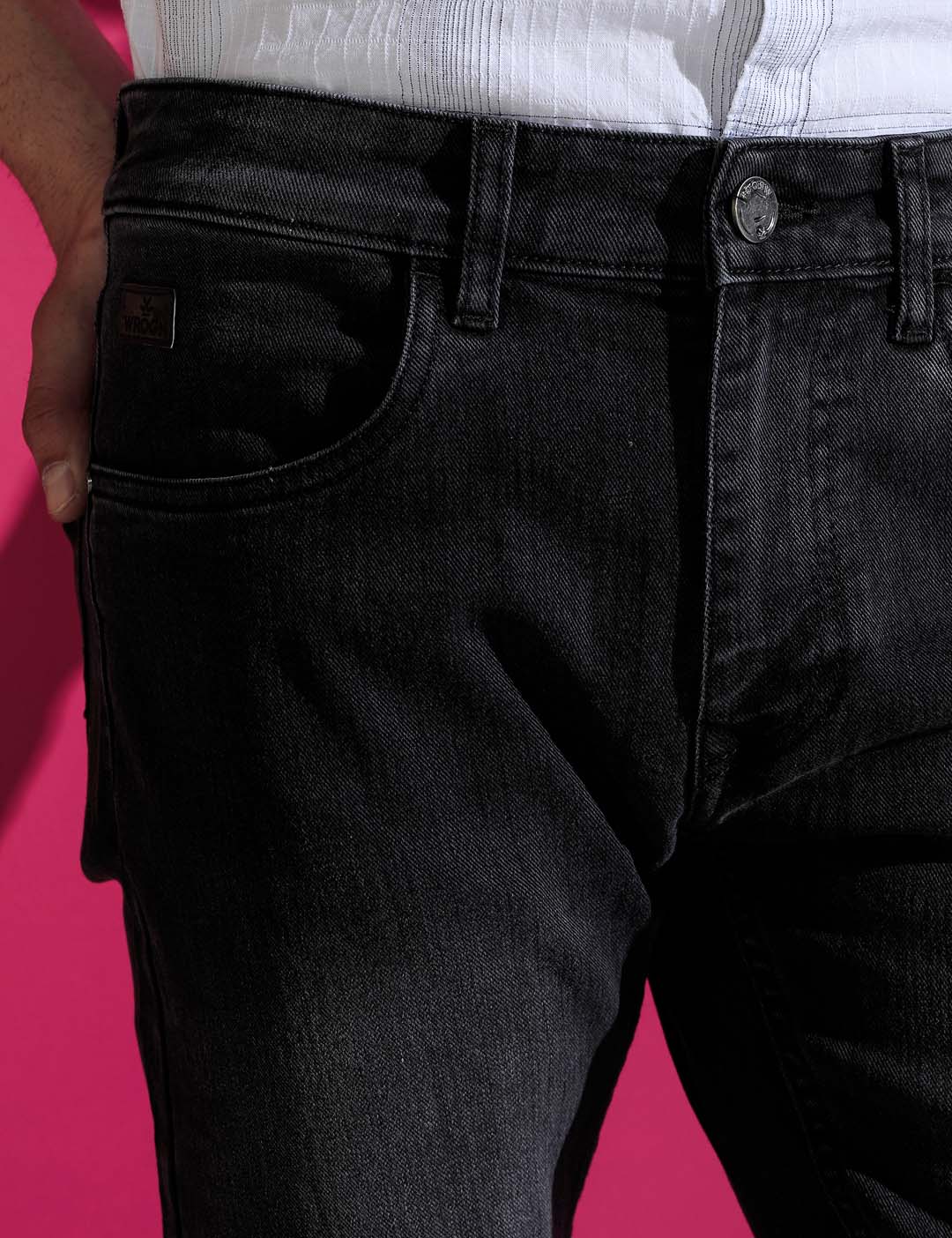 Black Washed Denim Jeans - Image 5