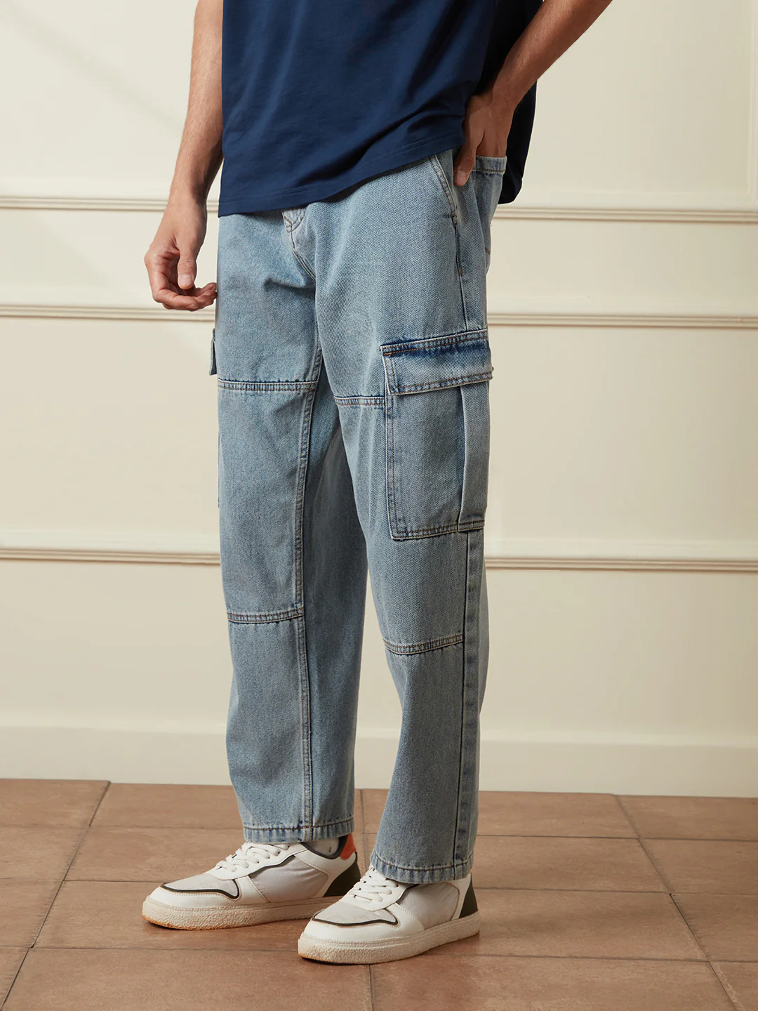 Casual Loose Fit Denim Cargo | Blue - Image 3