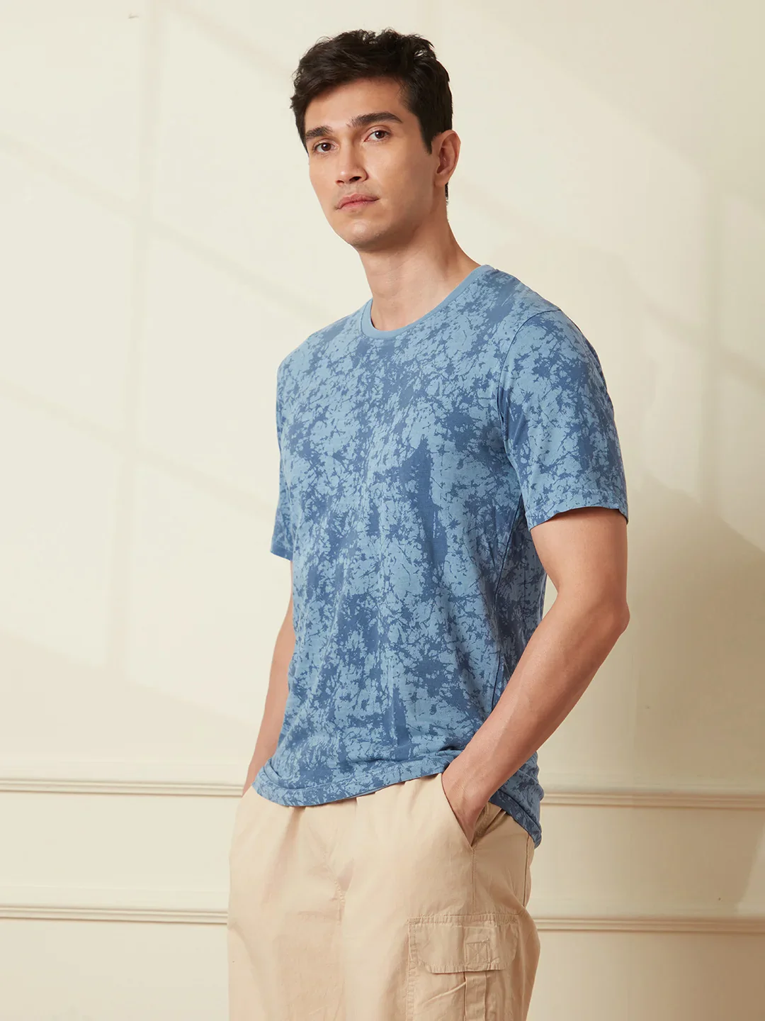 Washed Look AOP T-Shirt | Blue - Image 4