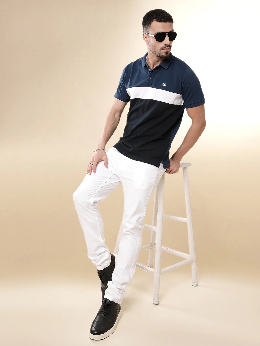 Blues Colour-blocked Polo T-Shirt - Image 2
