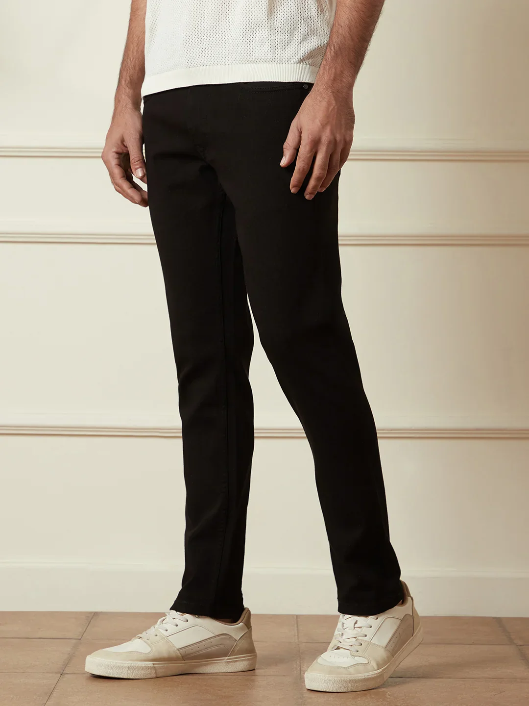 Solid Slim Fit Jeans | Black - Image 4