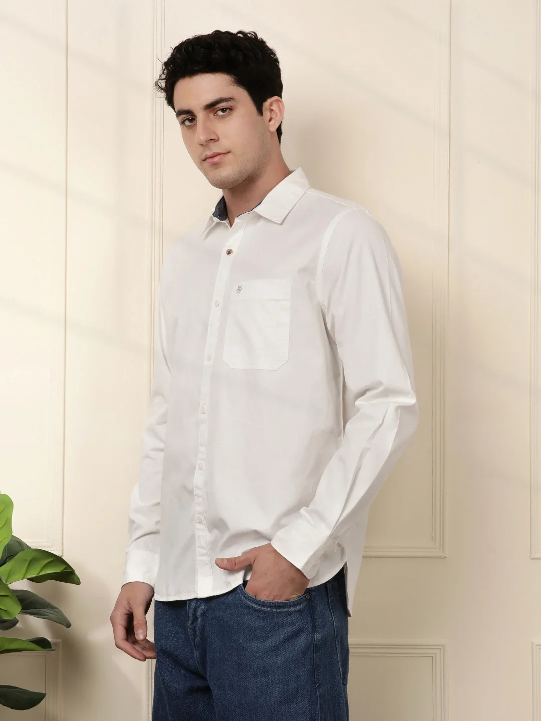 Solid Slim Fit Shirt | White - Image 4