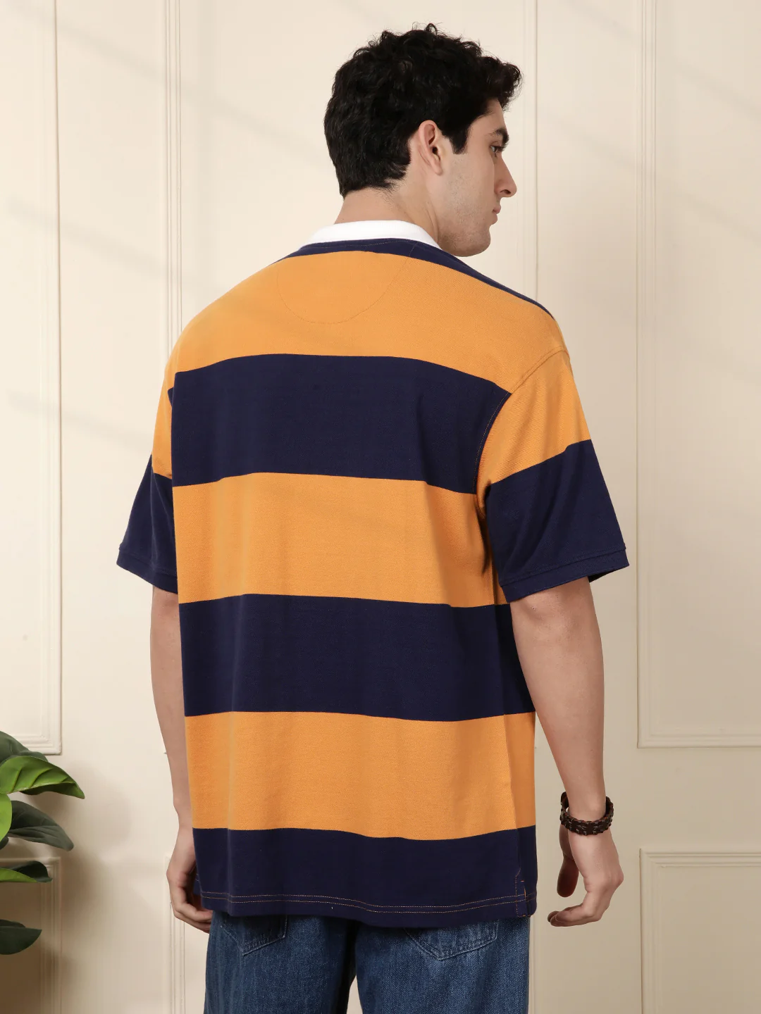 Bold Stripes Oversized Polo T-Shirt - Image 3