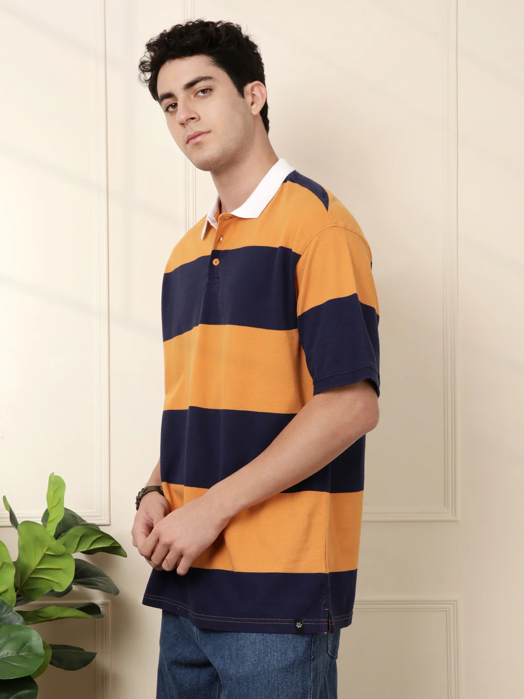 Bold Stripes Oversized Polo T-Shirt - Image 4