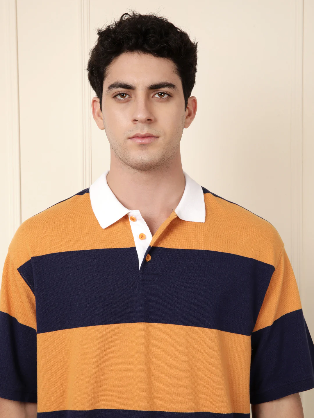 Bold Stripes Oversized Polo T-Shirt - Image 6