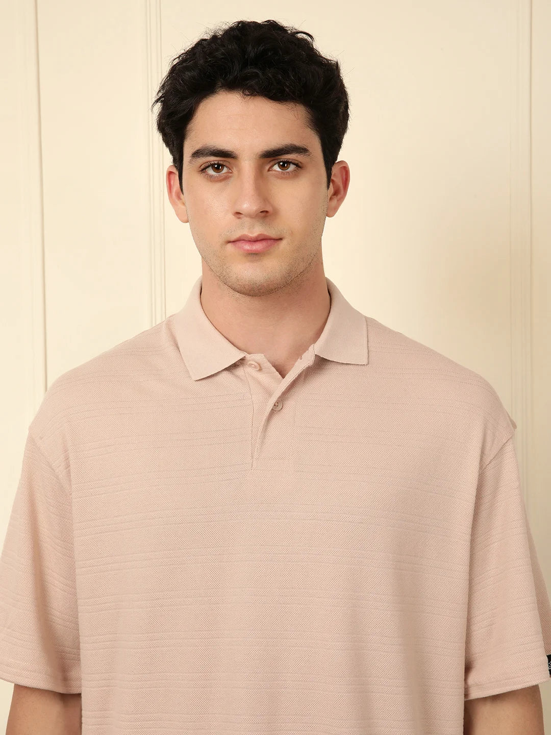 Bold Textured Oversized Polo T-Shirt - Image 6