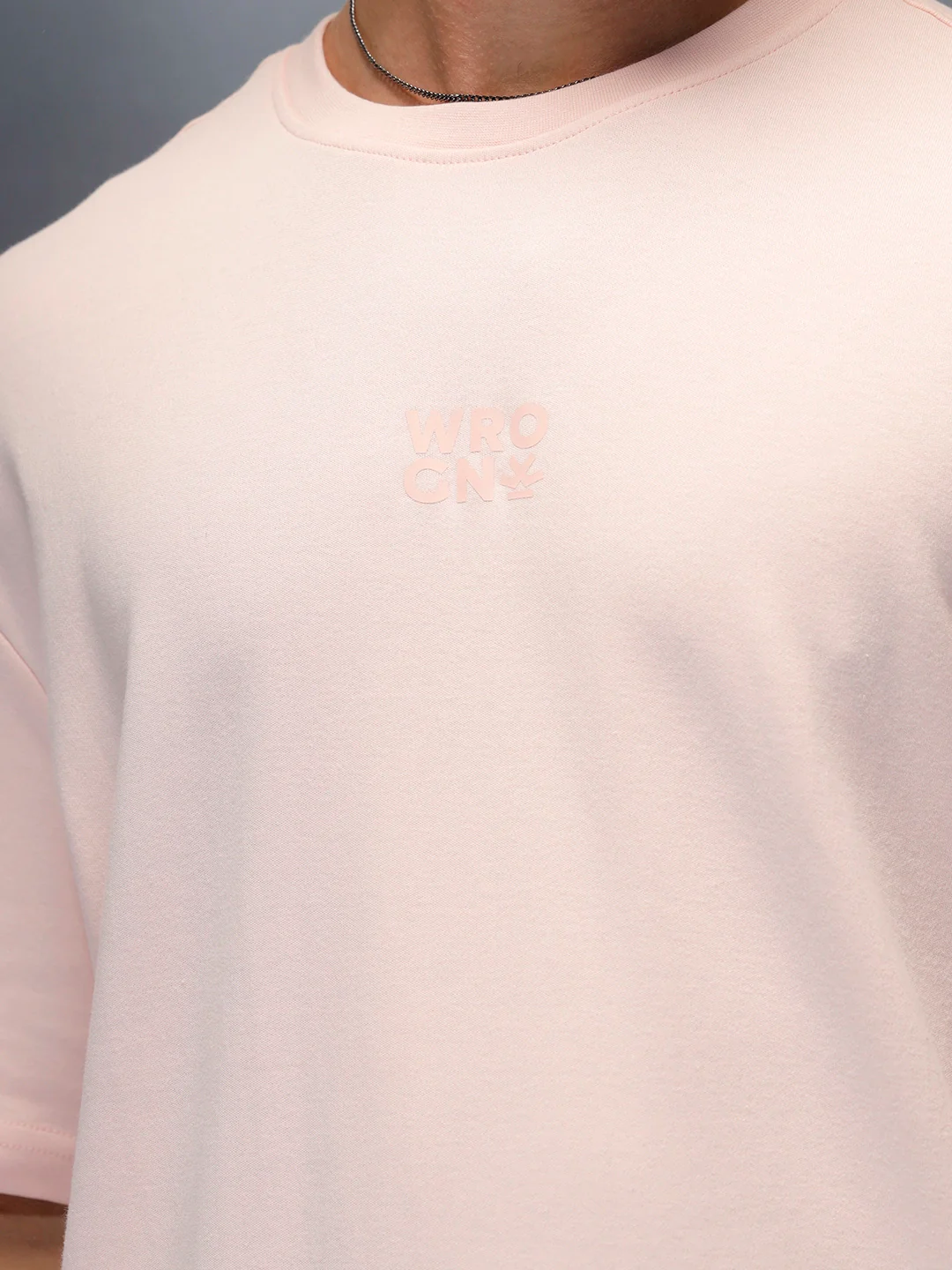 Branded men's casual oversized fit t-shirt | Pink - Image 5