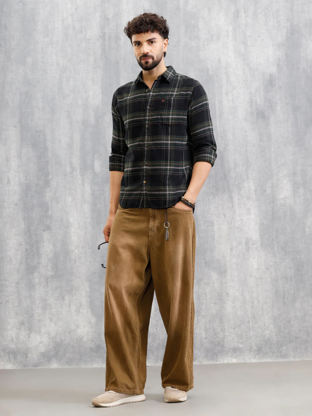 Brushed Flannel Check Shirt In Twill | Dark Green - Image 2