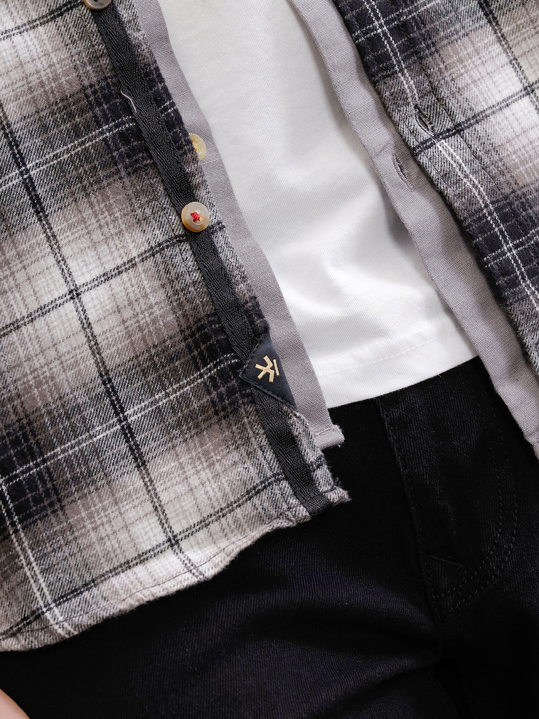 Brushed Flannel Utility Shirt In Slim Fit | Black - Image 5