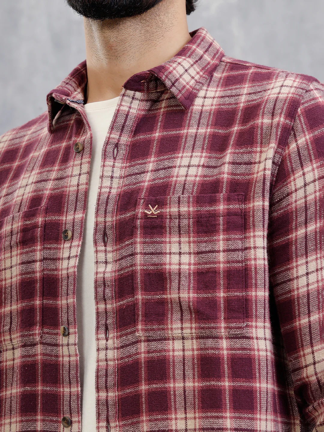 Brushed Flannel Utility Shirt In Slim Fit | Red - Image 4