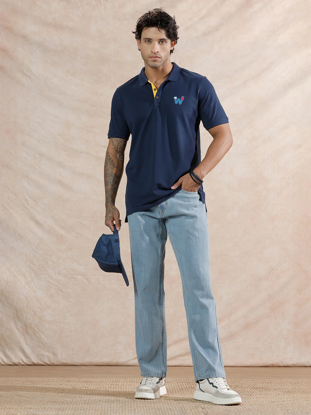 Caricature Logo Slim Fit Polo T-Shirt  | Navy Blue - Image 2
