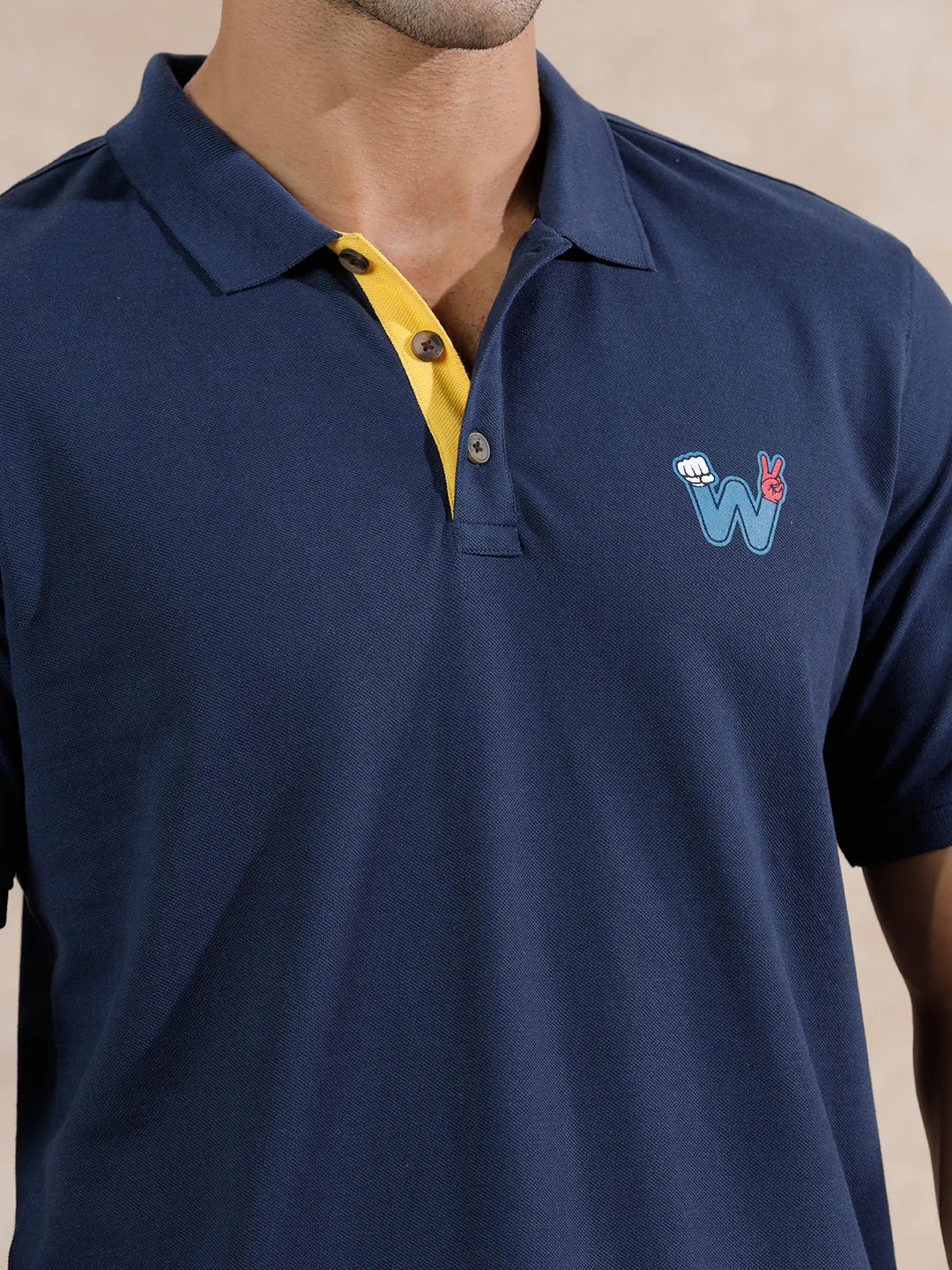 Caricature Logo Slim Fit Polo T-Shirt  | Navy Blue - Image 5