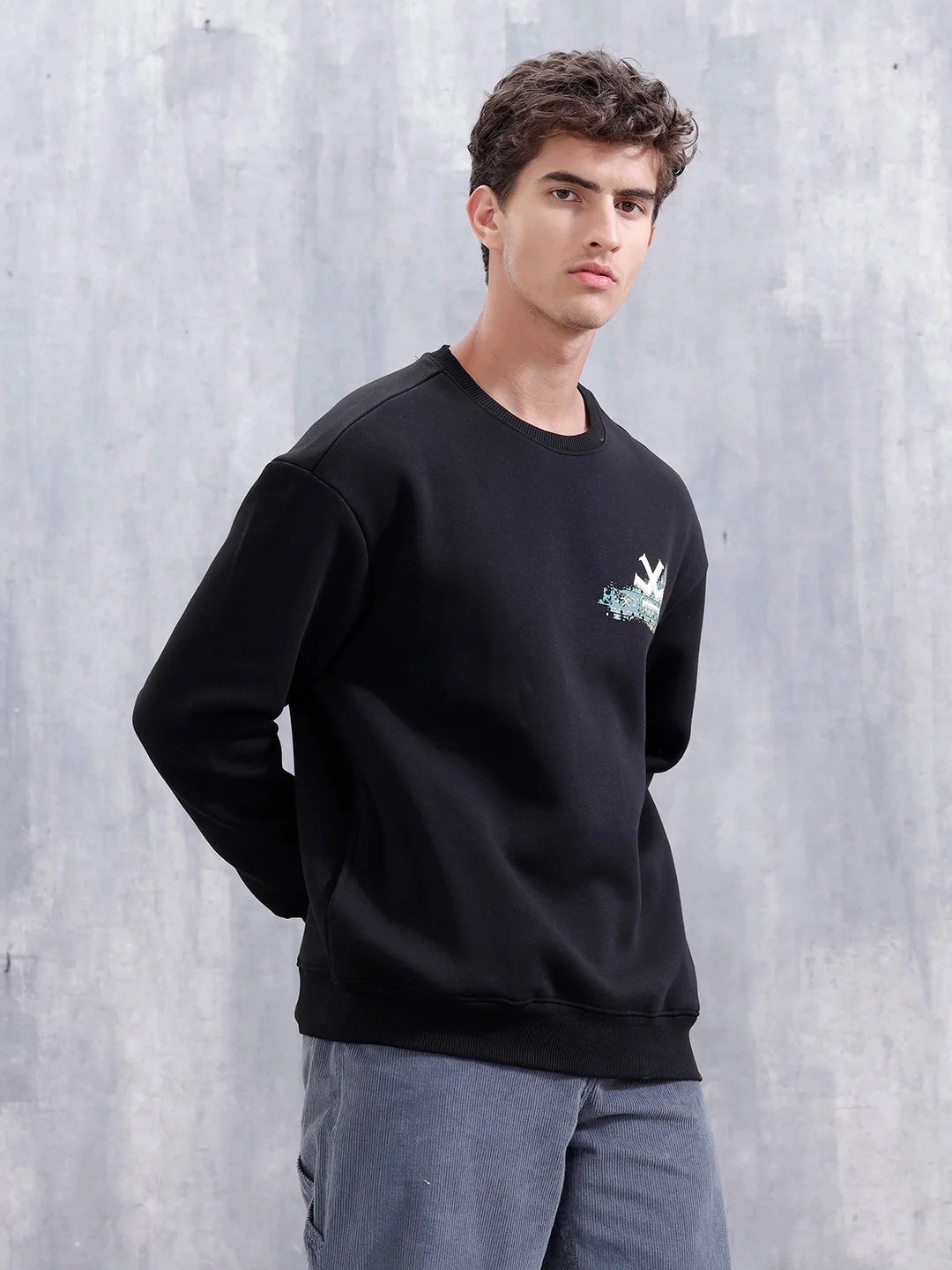 Carpet Tapestry Inspired Oversized Fleece Back Print Sweatshirt | Black - Image 4