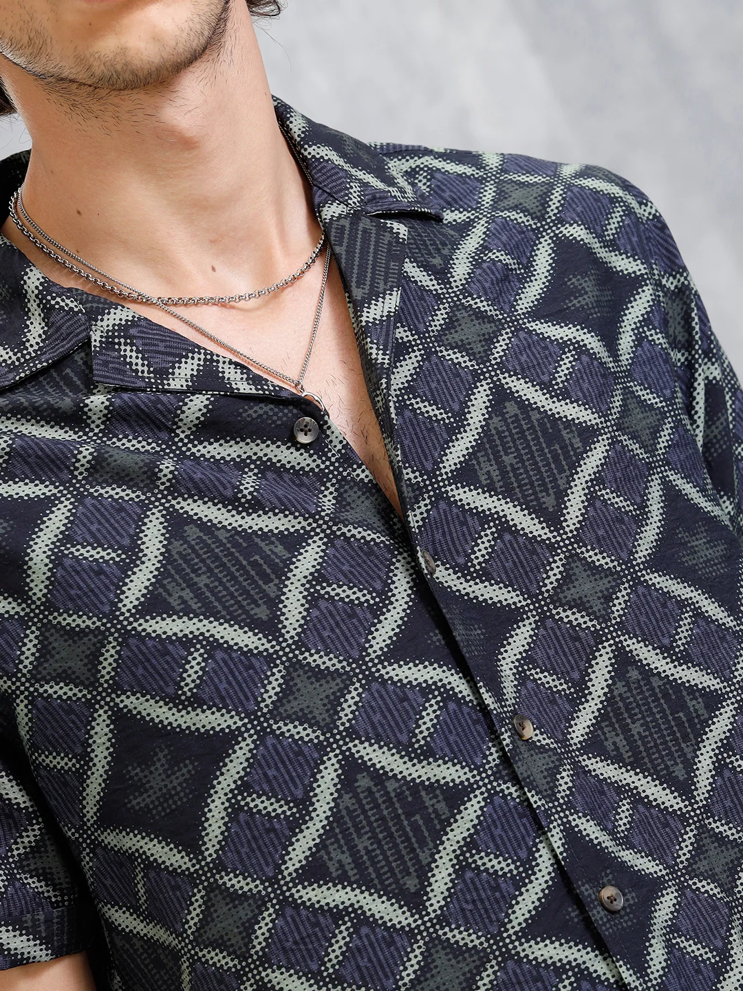 Casual AOP Resort Collar Shirt | Black - Image 5