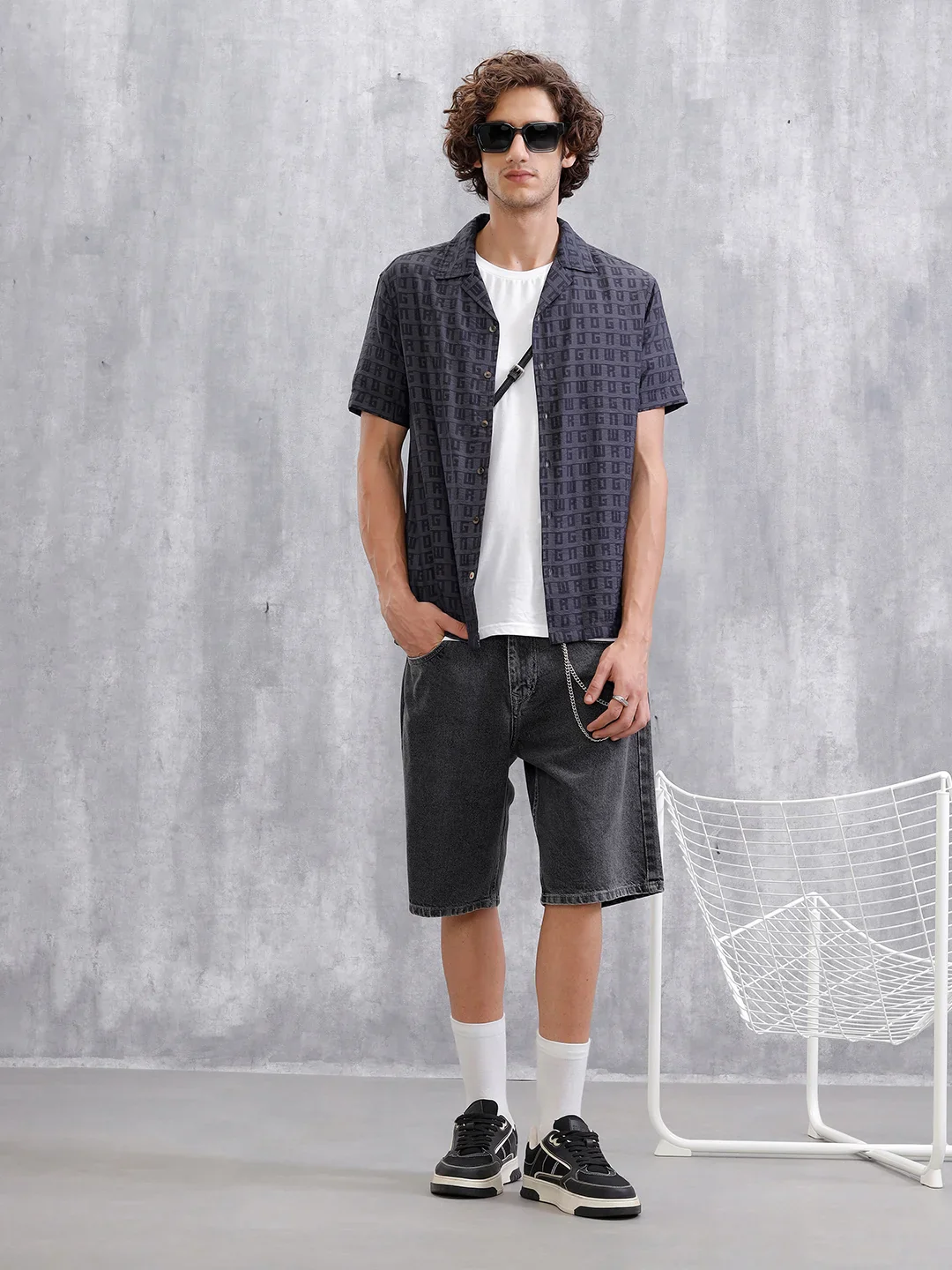 Casual AOP Resort Collar Shirt | Black - Image 2