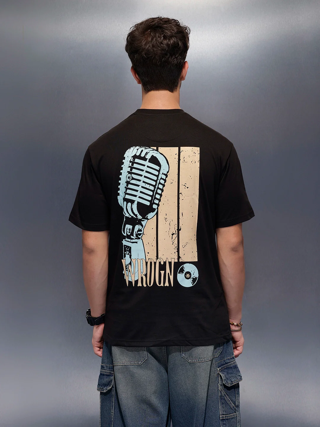 Casual Back Printed Oversized T-Shirt  | Black - Image 3