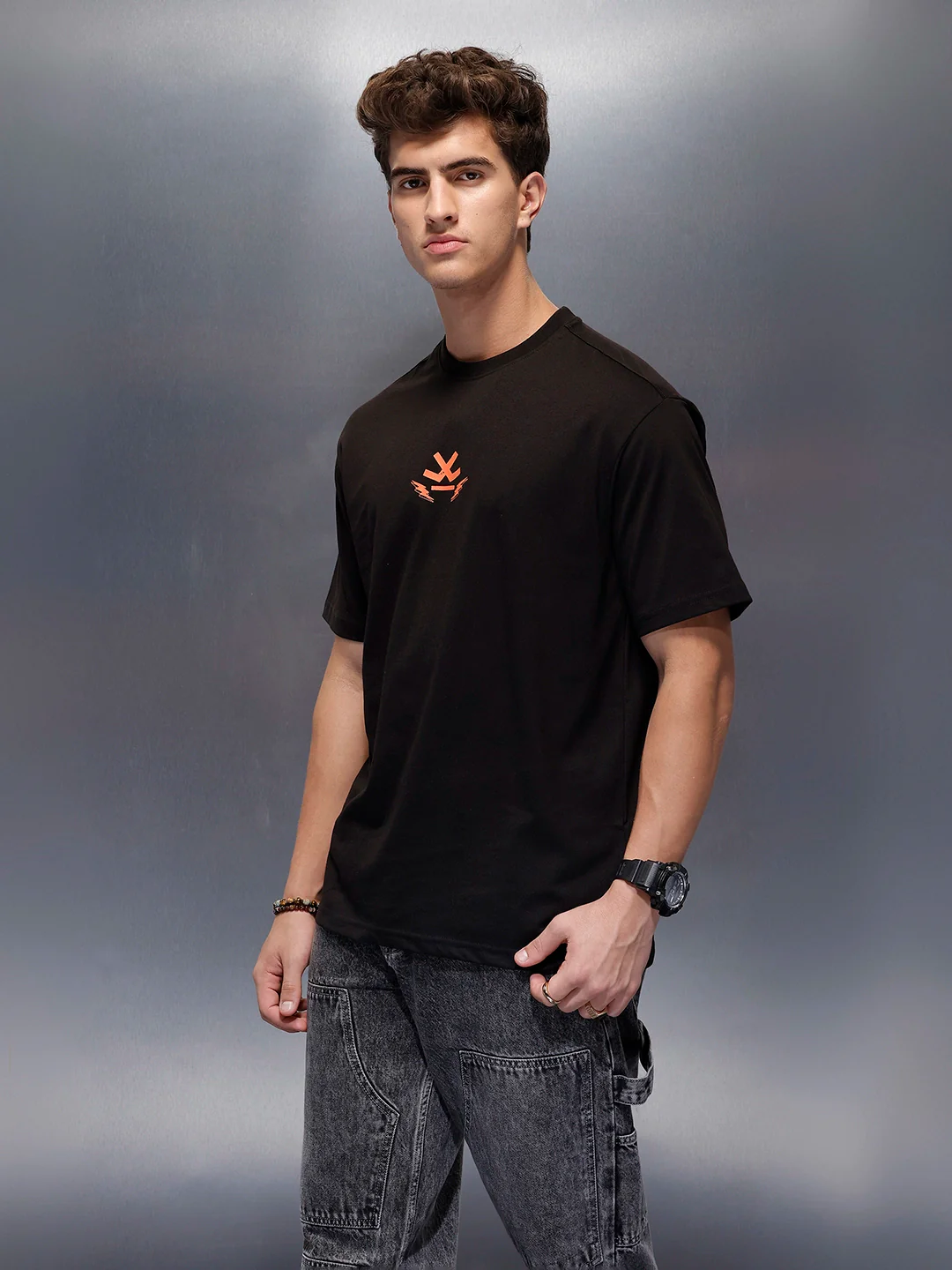 Casual Back Printed Oversized T-Shirt  | Black - Image 4