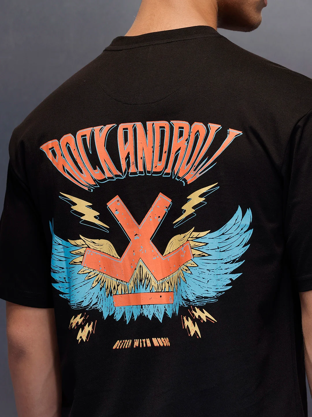 Casual Back Printed Oversized T-Shirt  | Black - Image 5