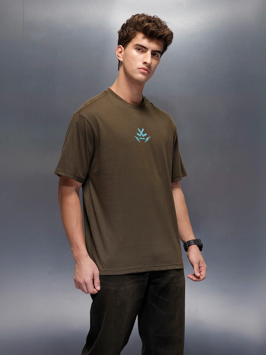 Casual Back Printed Oversized T-Shirt  | Olive - Image 4