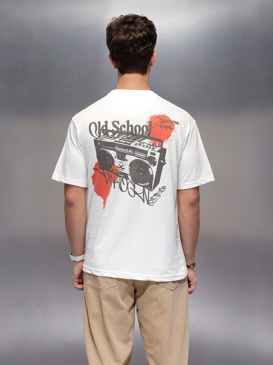 Casual Back Printed Oversized T-Shirt  | White - Image 3