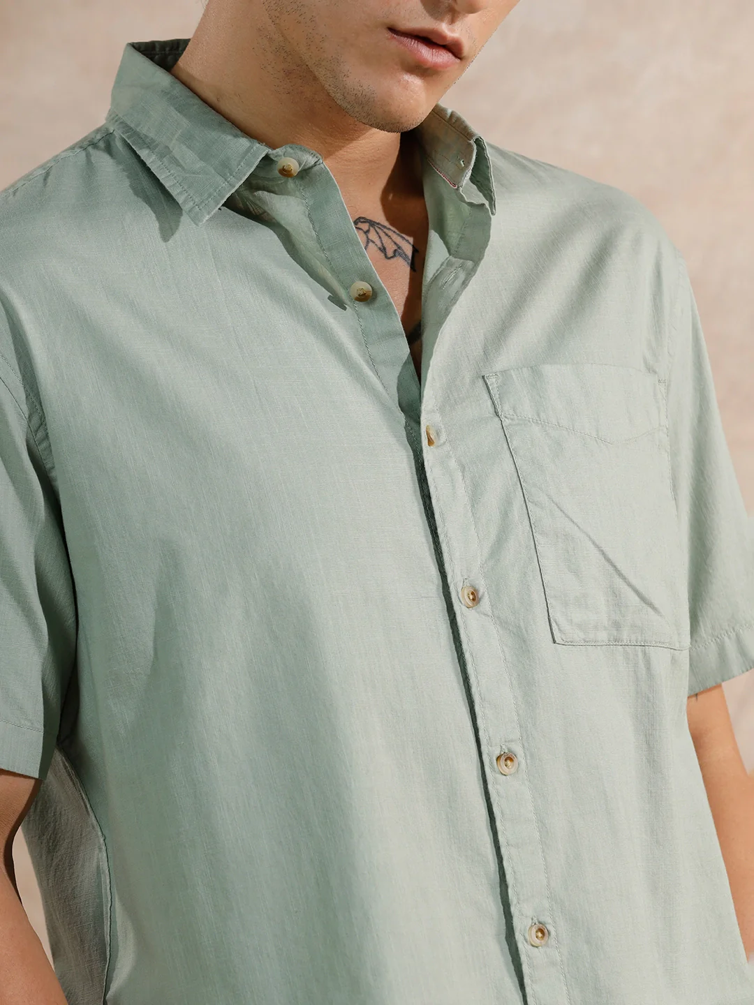 Cotton Slub Overdyed Shirt | Olive - Image 5