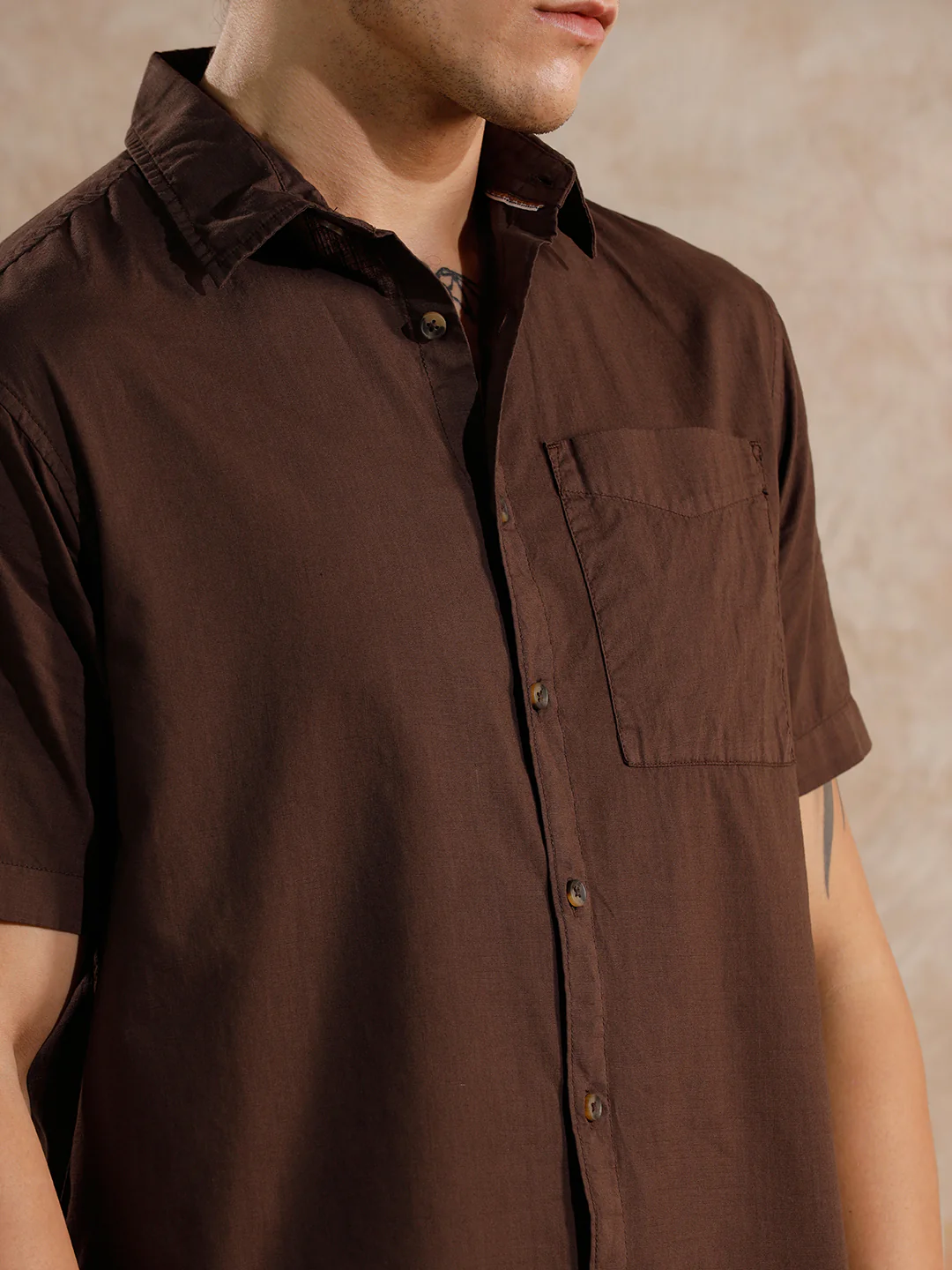 Cotton Slub Overdyed Shirt | Brown - Image 5