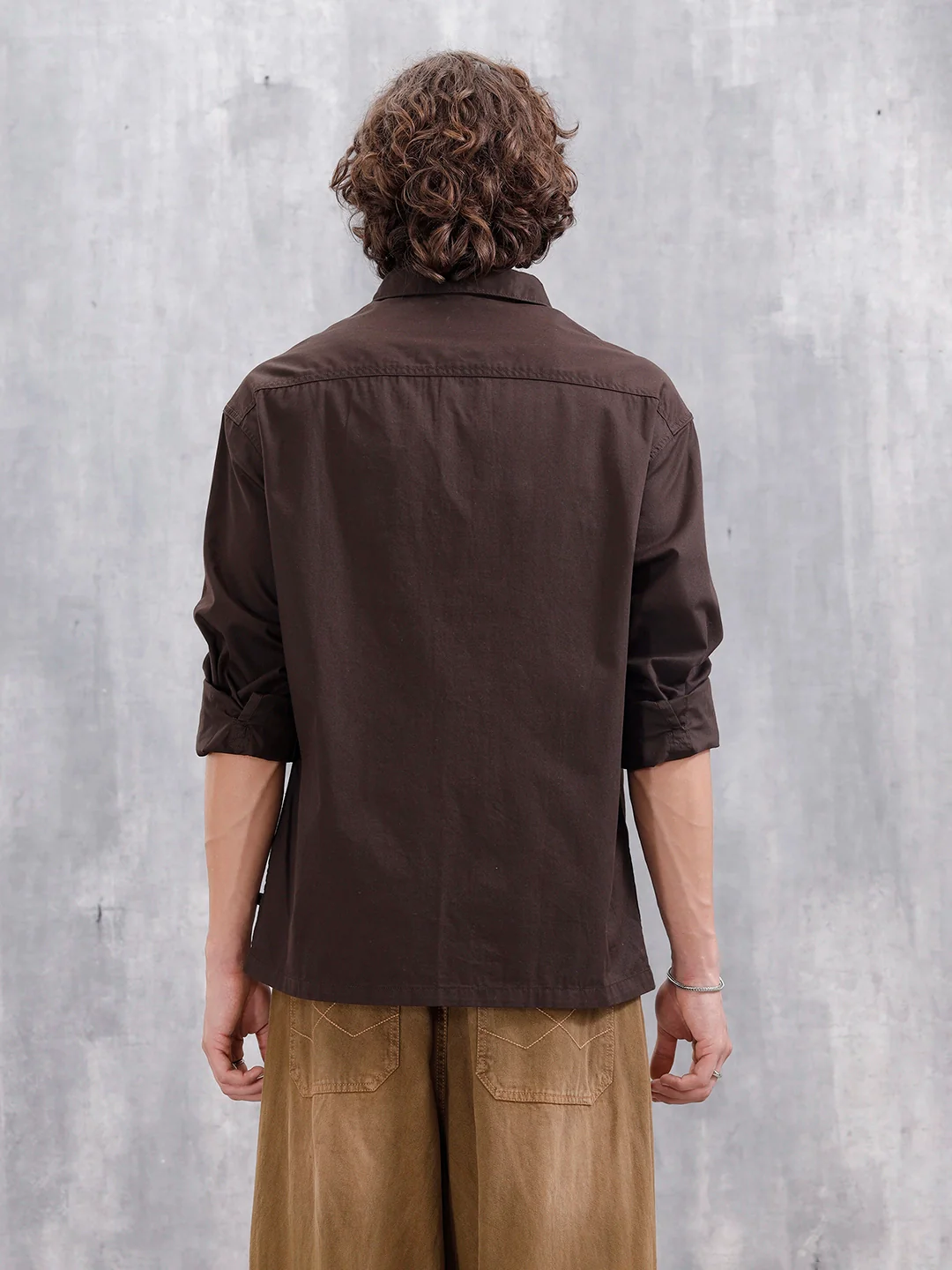Casual Comfort Fit Shirt With Double Pockets | Brown - Image 5