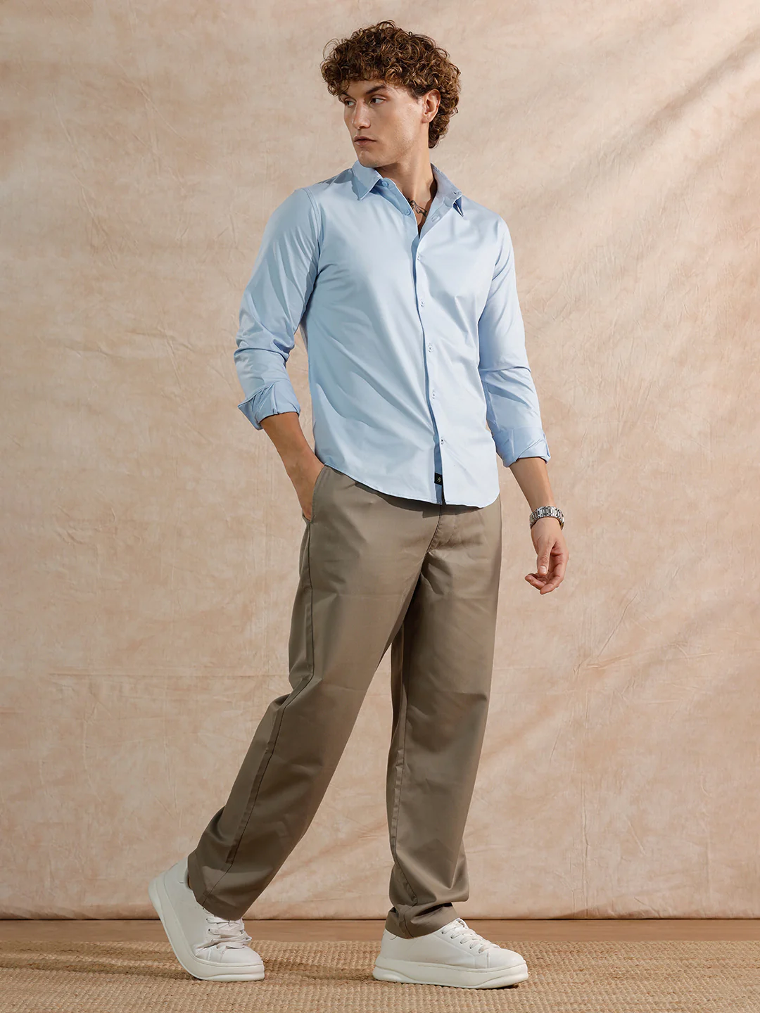 Solid Stretch Slim Fit Shirt | Light Blue - Image 2