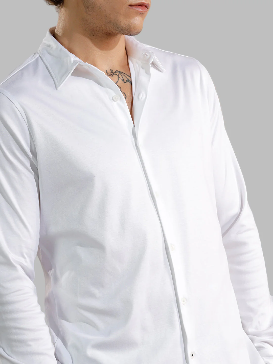 Solid Stretch Slim Fit Shirt | White - Image 2