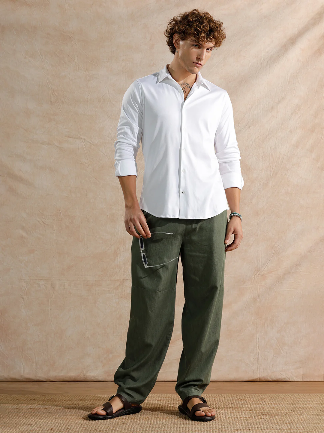 Solid Stretch Slim Fit Shirt | White - Image 5