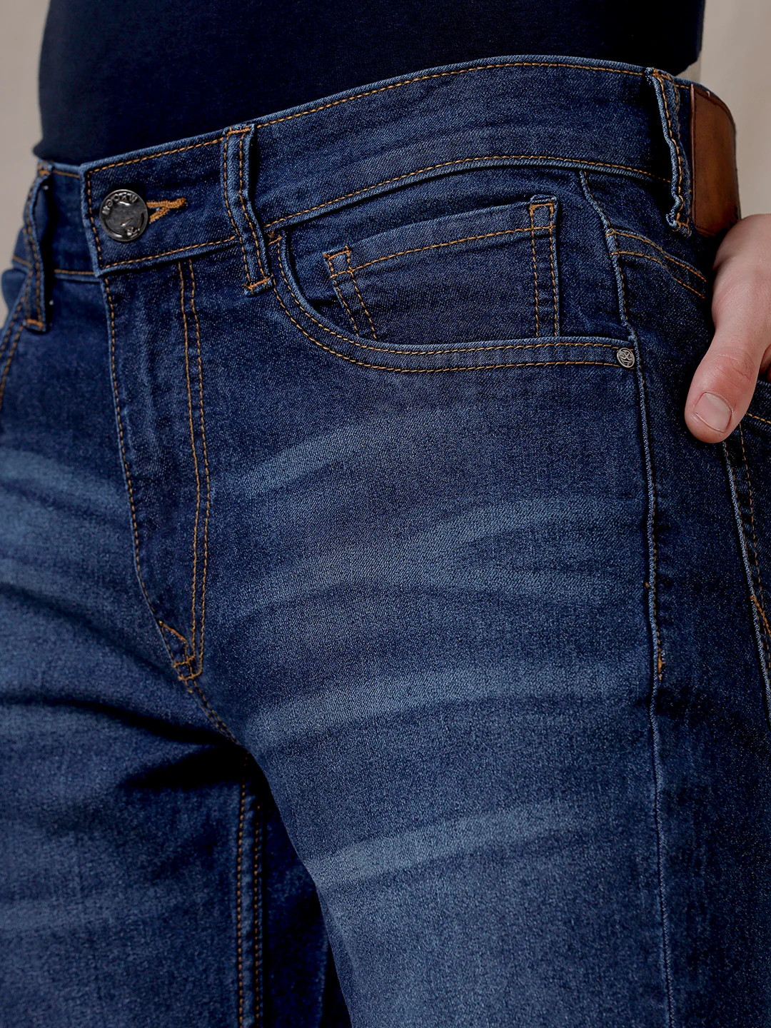 Casual Dark Stone Blue Jeans - Image 6